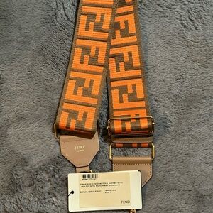 Fendi Brown and Orange Belt Bag with Geometric Pattern